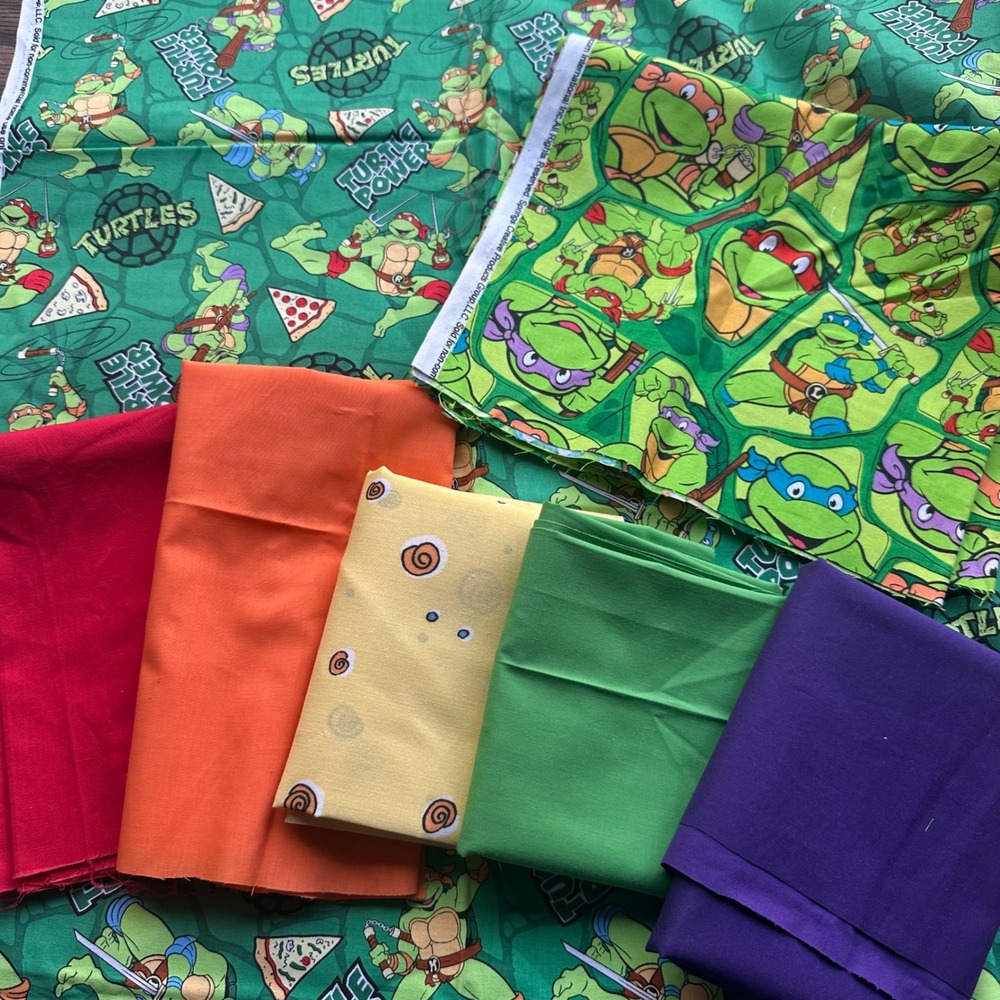 Teenage Mutant Ninja Turtles TMNT Fabric Bundle 7‎ Pieces 3.75 Yards Total - Picture 2 of 12
